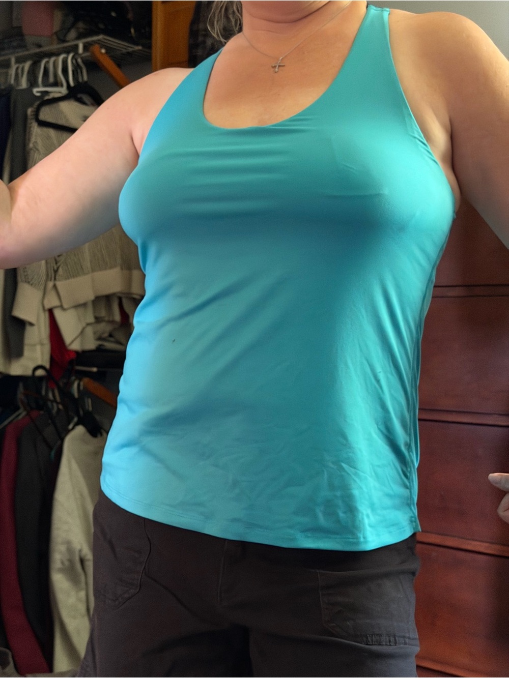 Ruby Ribbon Teal & Black Racerback Sports Bra Tank